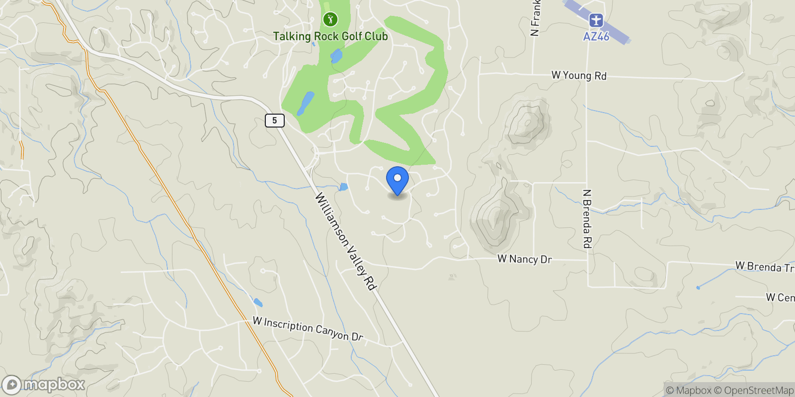 Map showing 5475 W Three Forks Road , Prescott, AZ 86305, Prescott, Arizona, United States.