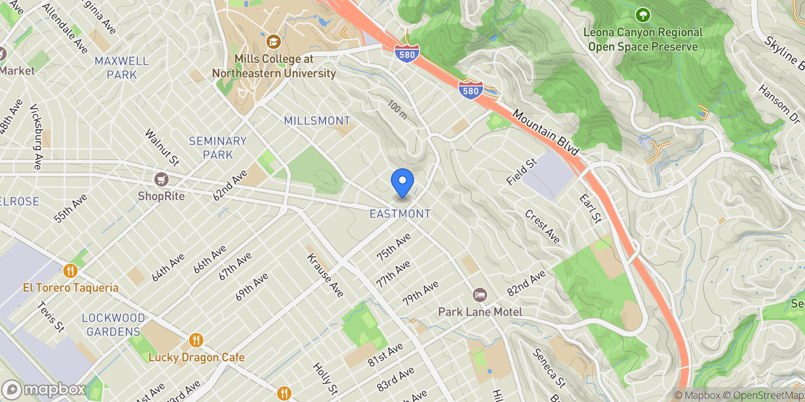 Map showing 3340 72nd Ave, Oakland, California, United States.