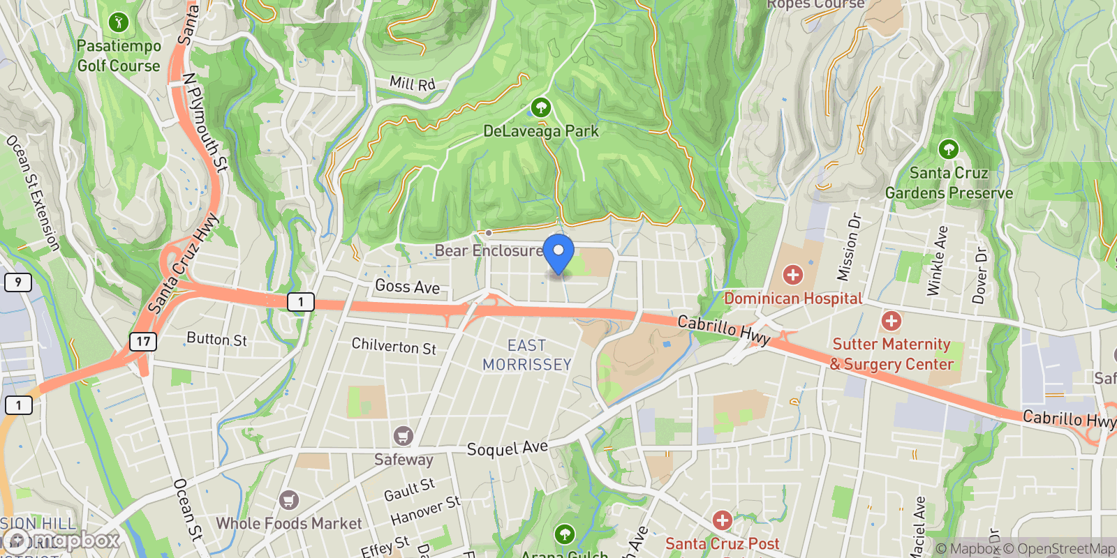 Map showing 631 Park Way, Santa Cruz, California, United States.