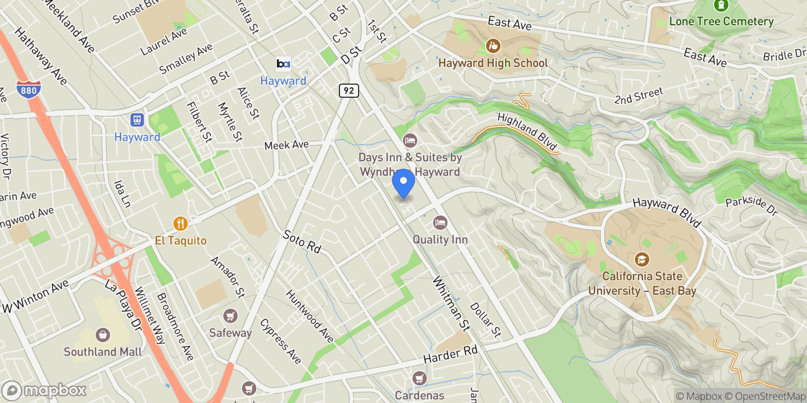 Map showing 806 Maybeck Place, Hayward, California, United States.