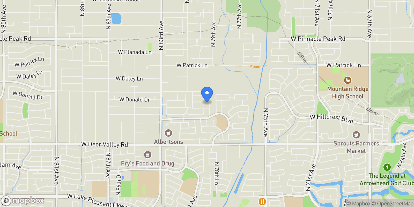 Map showing 7965 W Robin Lane , Peoria, AZ 85383, Peoria, Arizona, United States.
