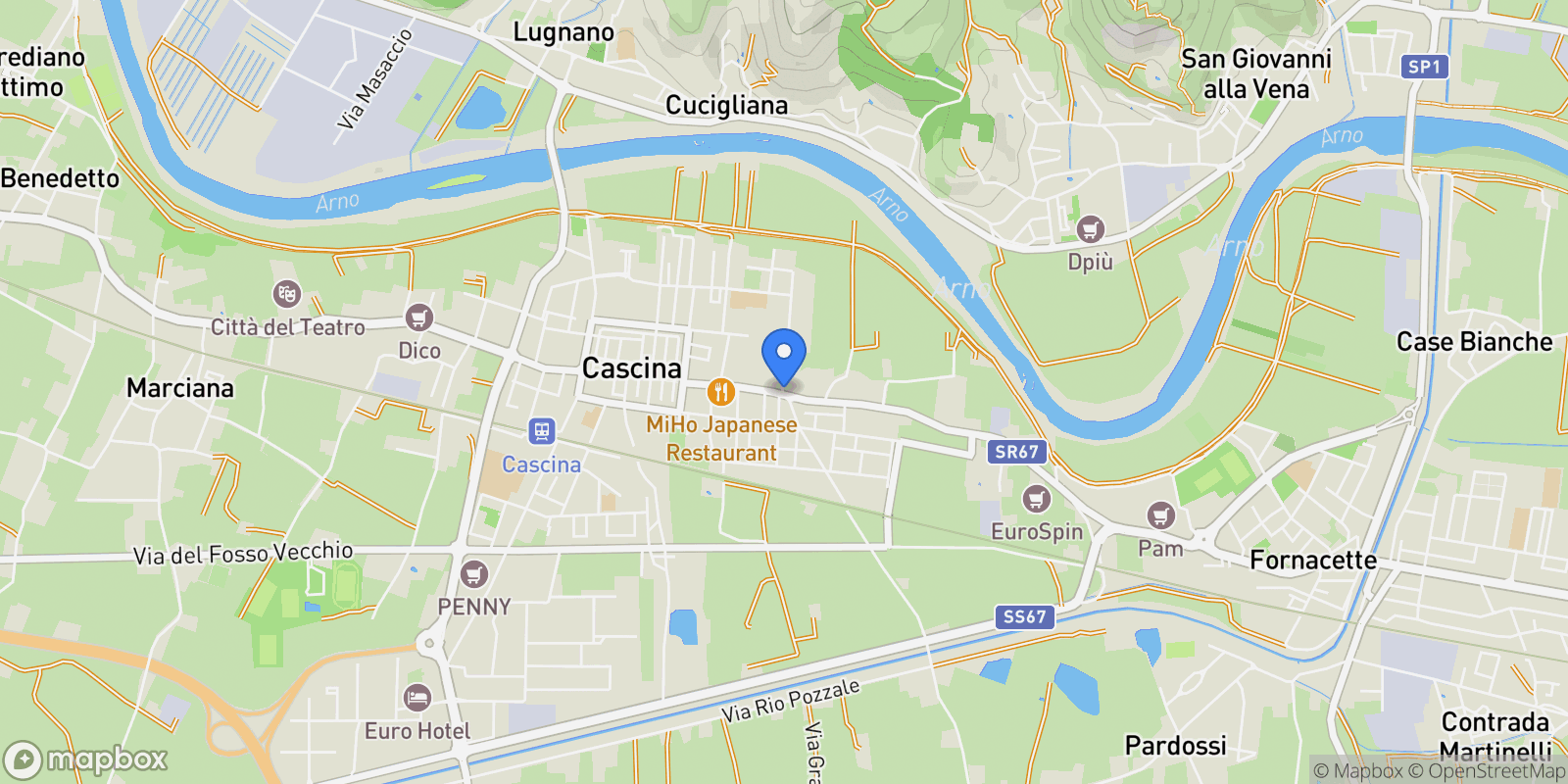 Map showing Cascina PI, Navacchio, Tuscany, Italy.