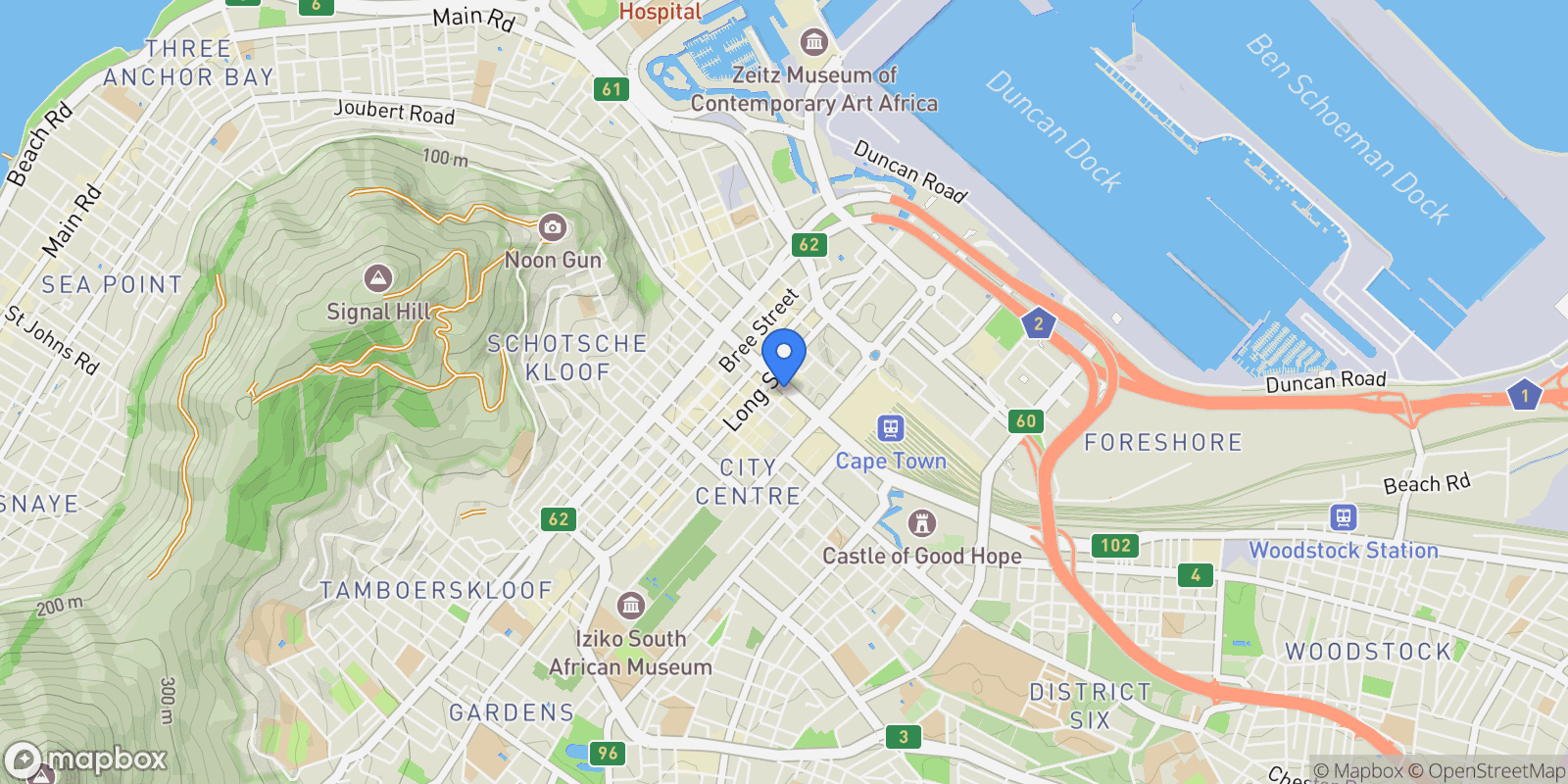 Map showing Cape Town, Western Cape, South Africa.