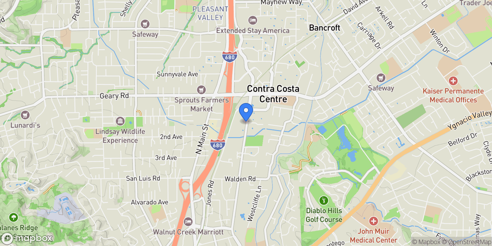Map showing 2739 Oak Road, Walnut Creek, California, United States.