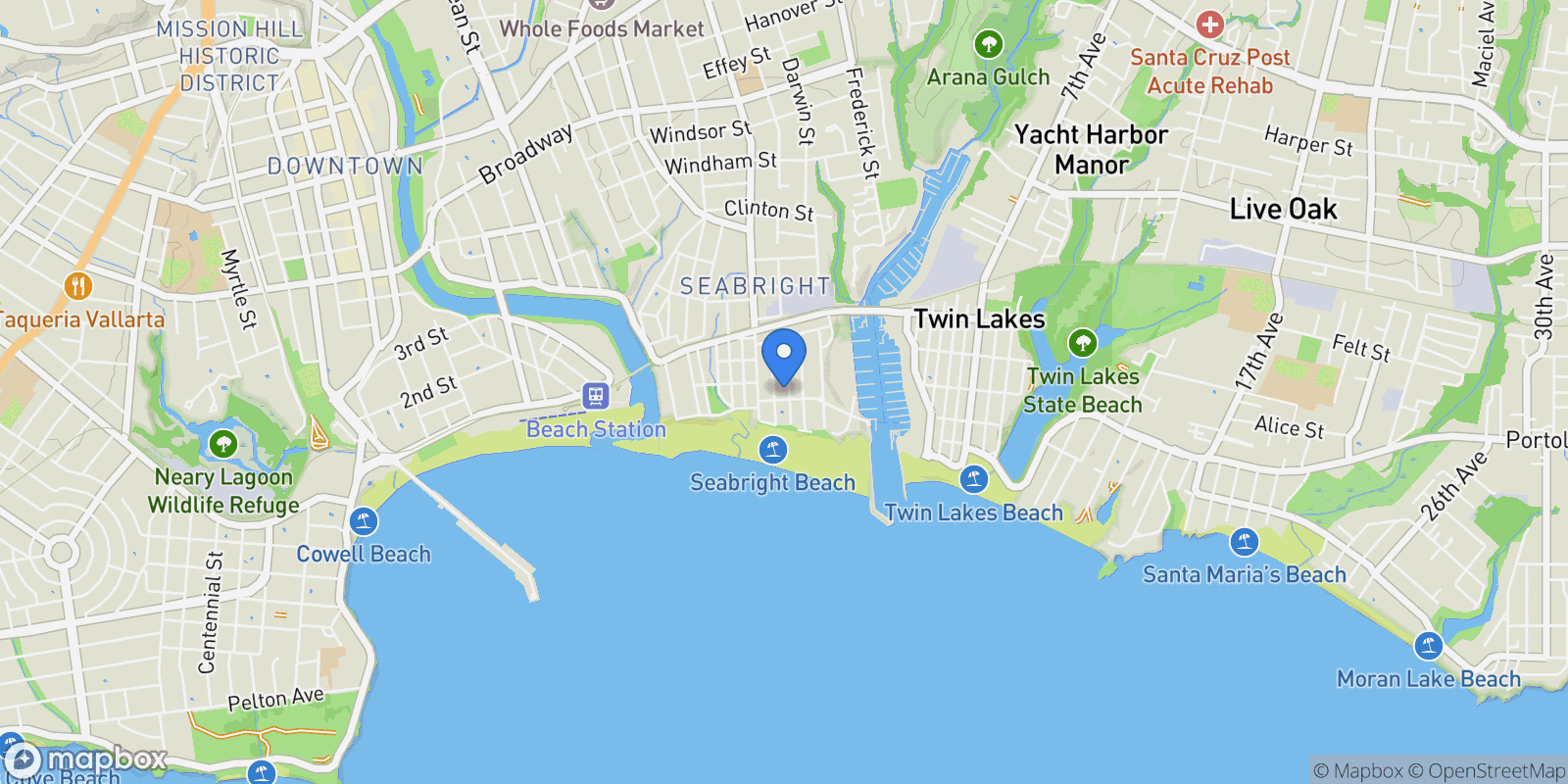 Map showing 207 2nd Avenue, Santa Cruz, California, United States.