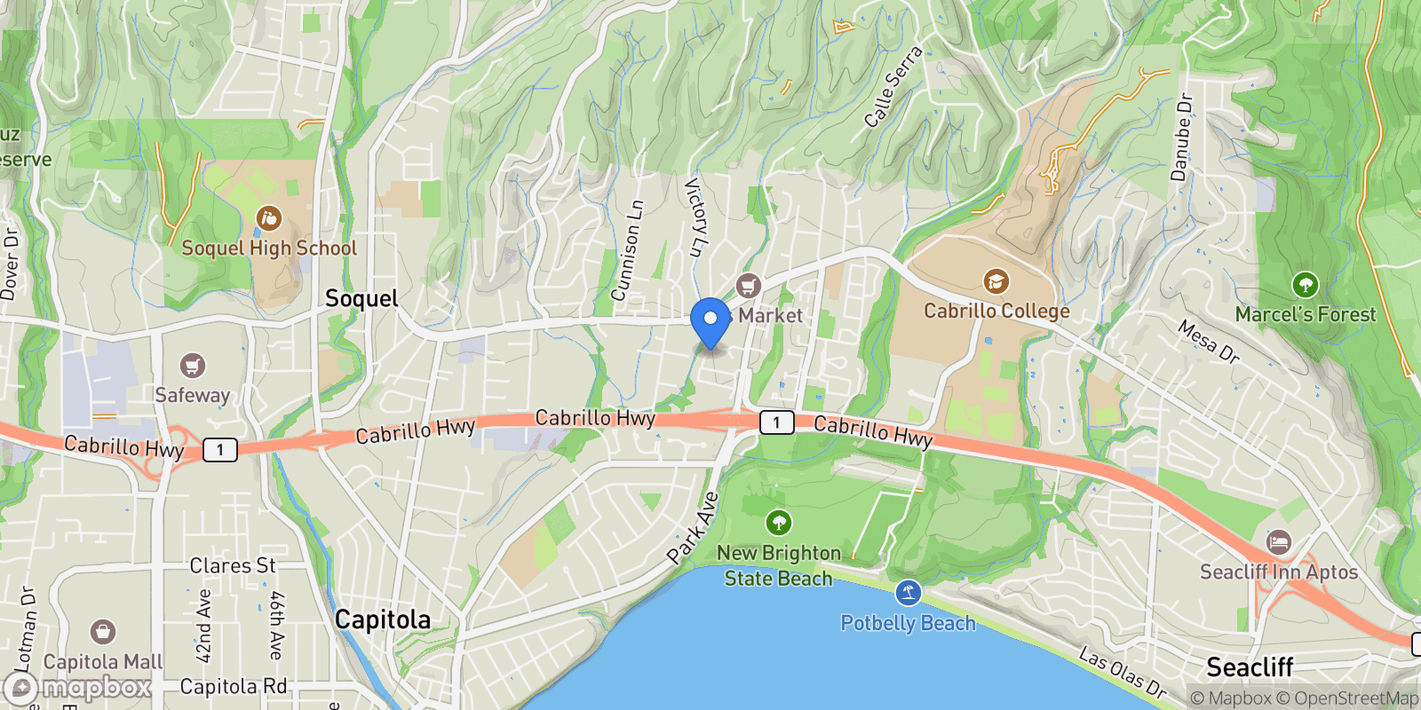 Map showing 204 Nathan Court, Soquel, California, United States.