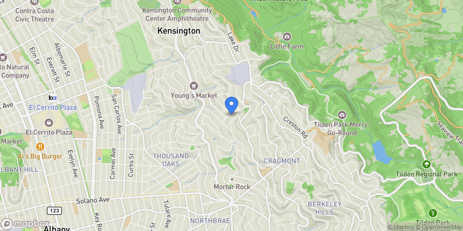 Map showing 74 Florida Avenue, Berkeley, California, United States.