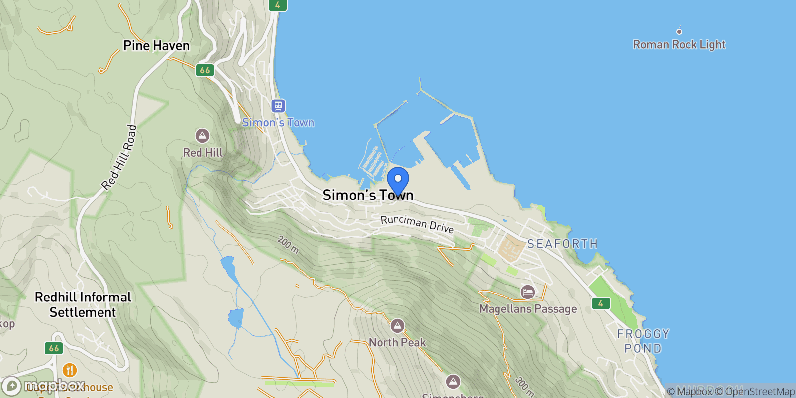 Map showing Cape Town, Western Cape, South Africa.