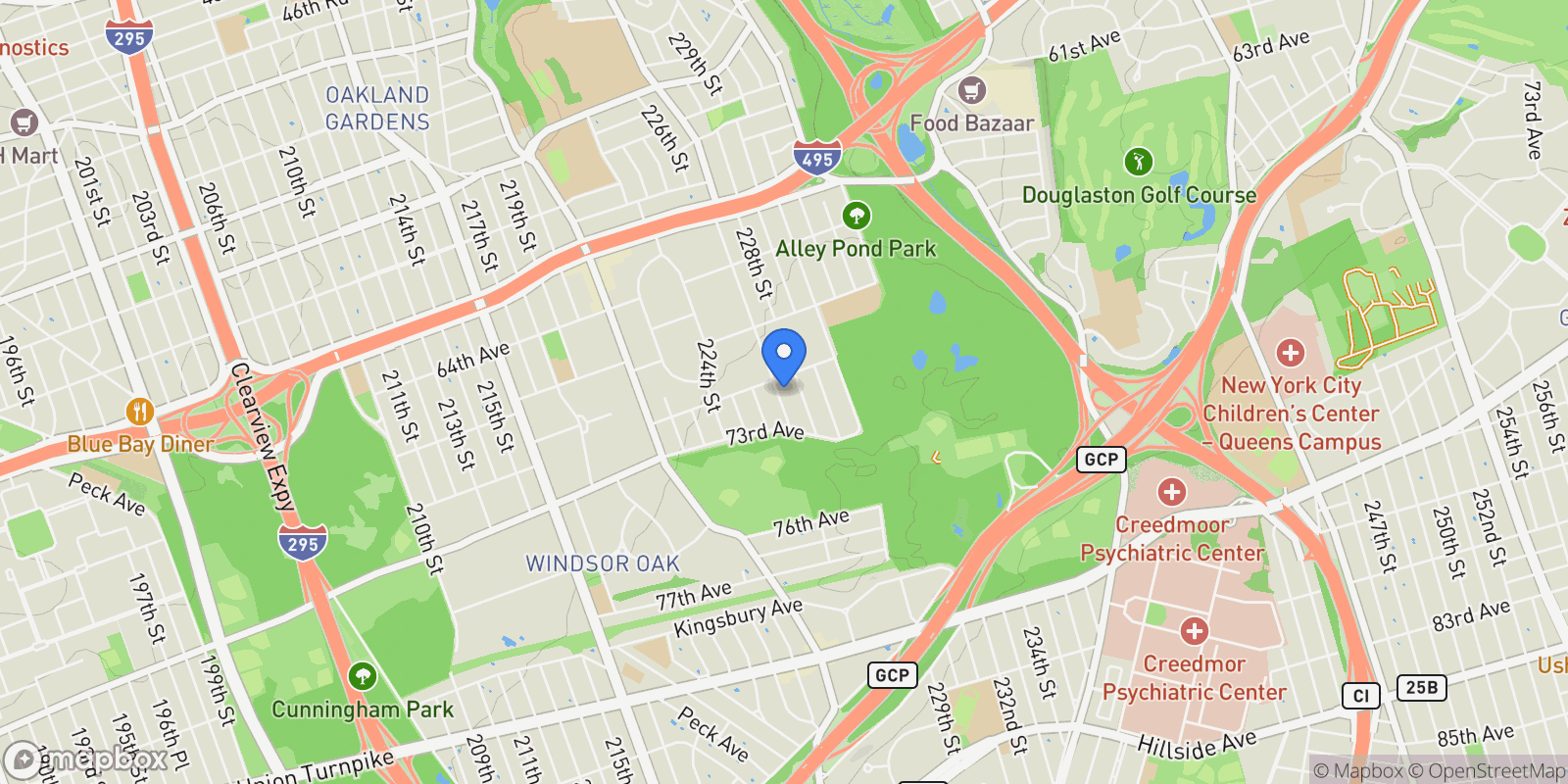 Map showing 69-15 Cloverdale Blvd, New York, New York, United States.