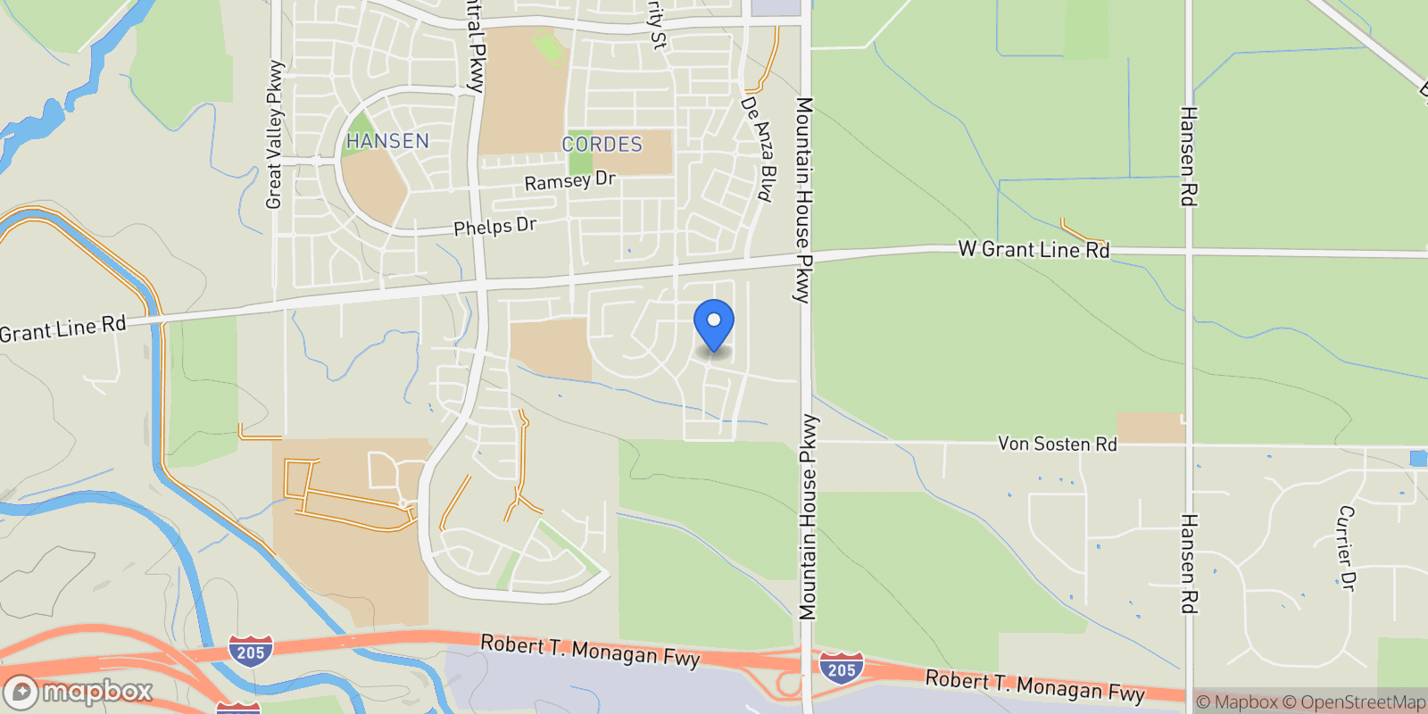 Map showing 515 E Fiorino Street, Mountain House, California, United States.