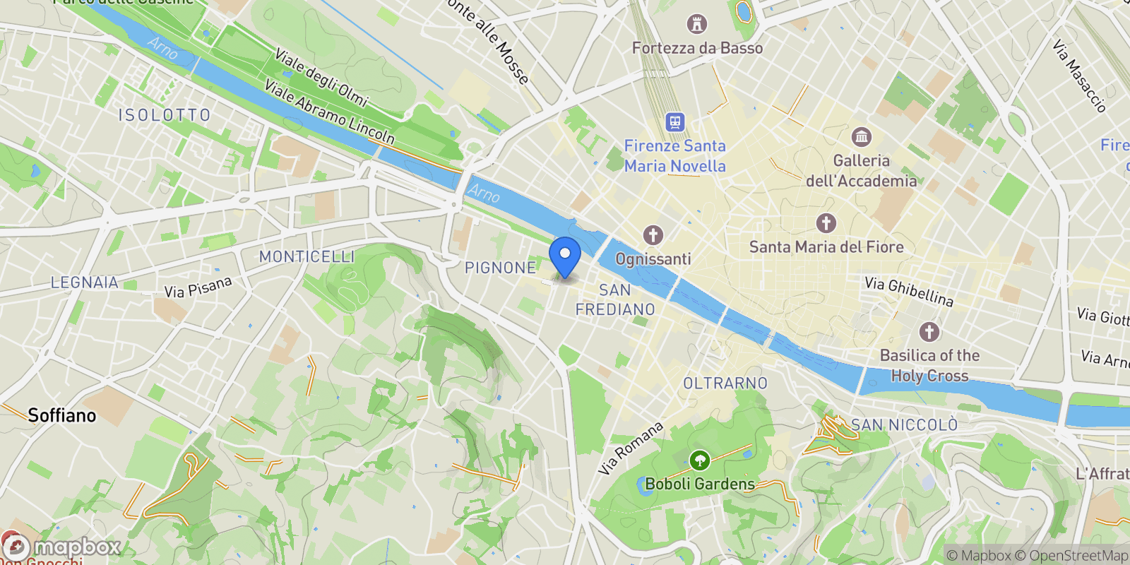Map showing Florence, Tuscany, Italy.