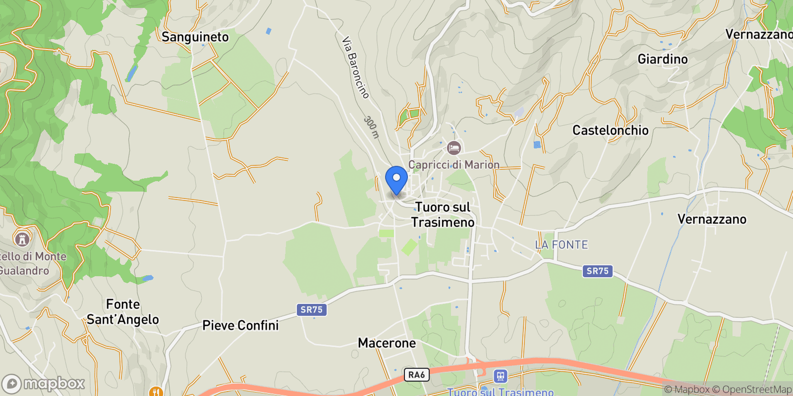 Map showing Umbria, Tuoro sul Trasimeno, Umbria, Italy.