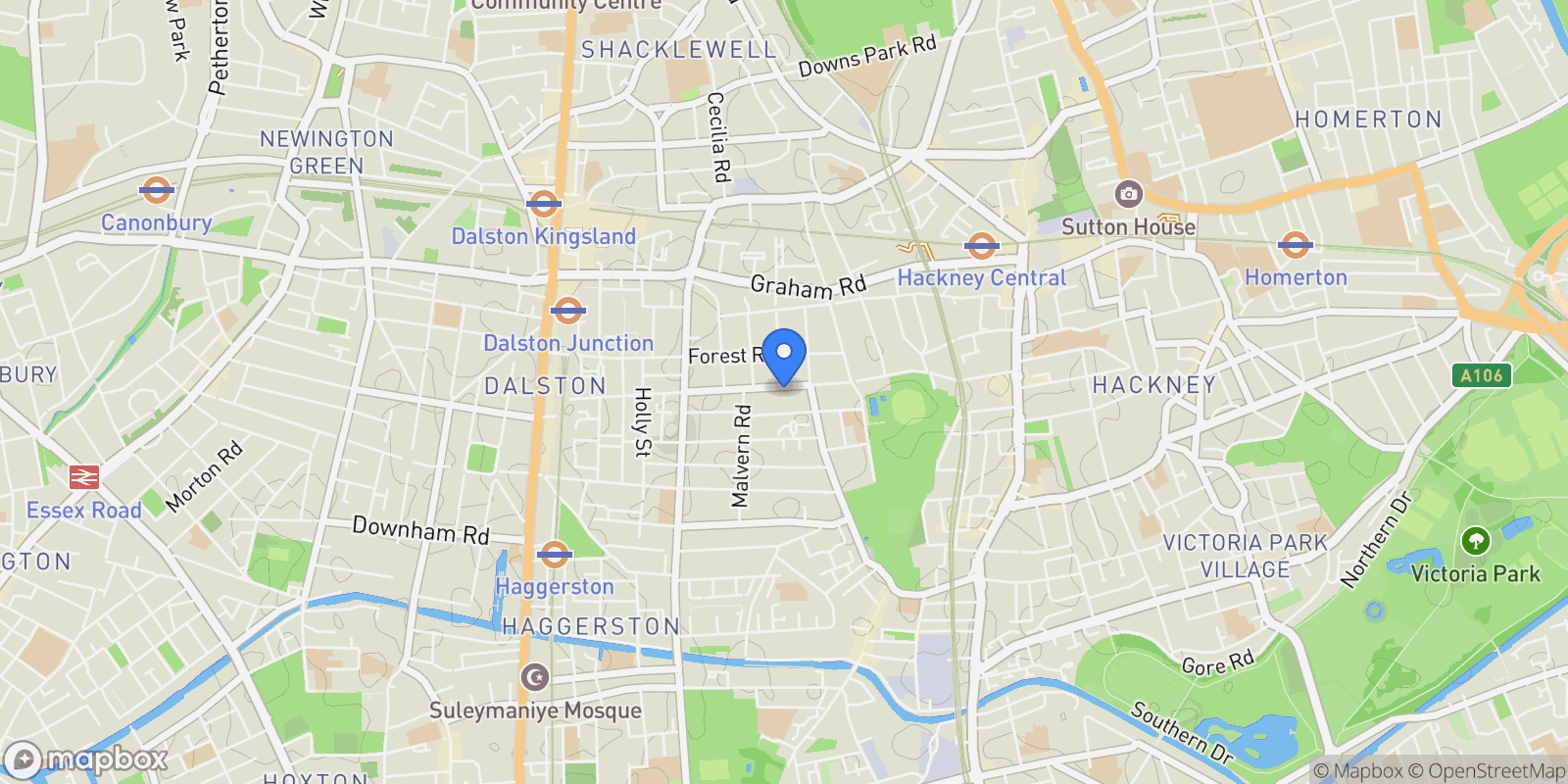 Map showing Richmond Road, London, London, England, United Kingdom.