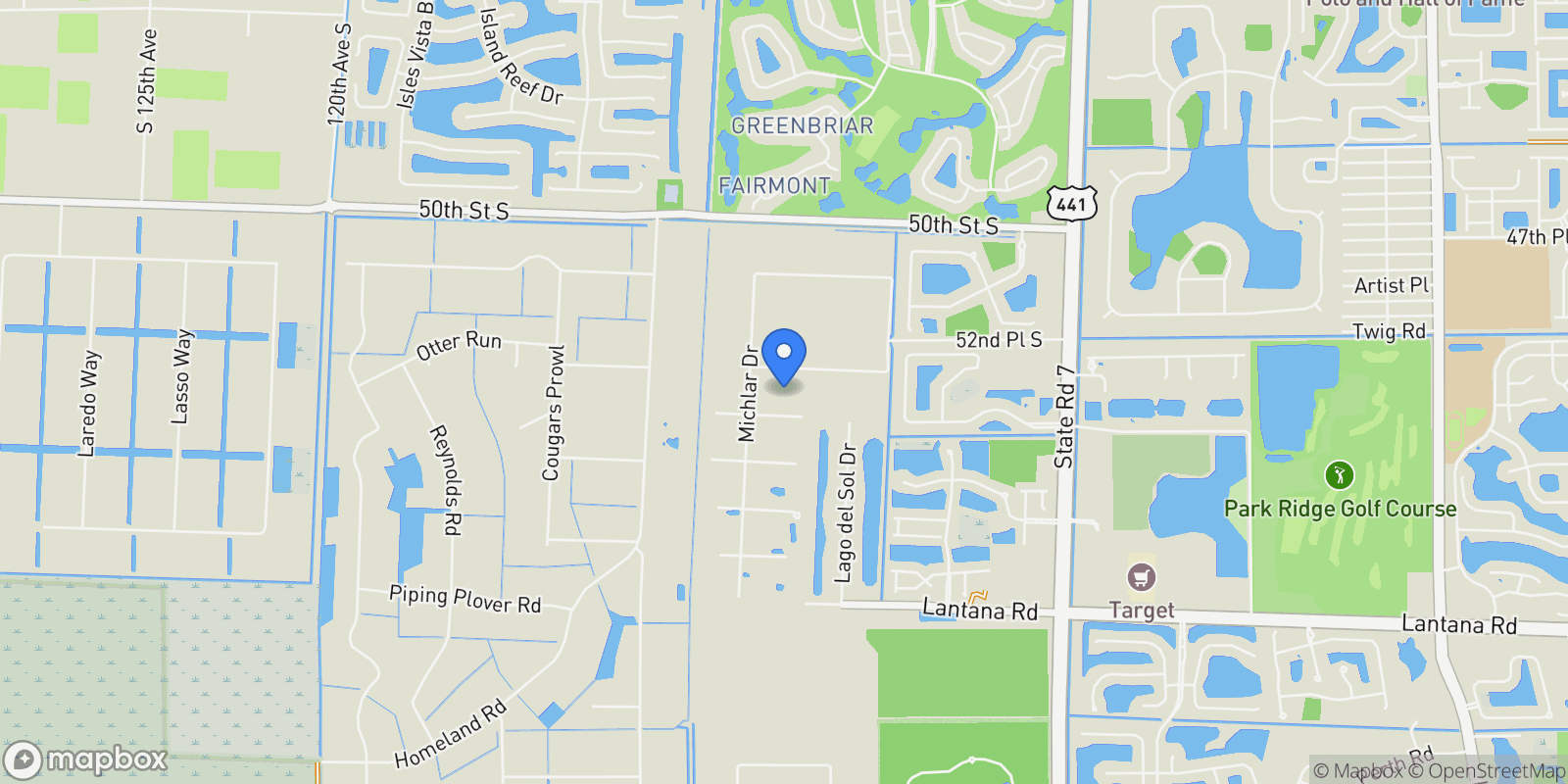 Map showing 10780 Anderson Lane, Lake Worth, FL 33449, Wellington, Florida, United States.