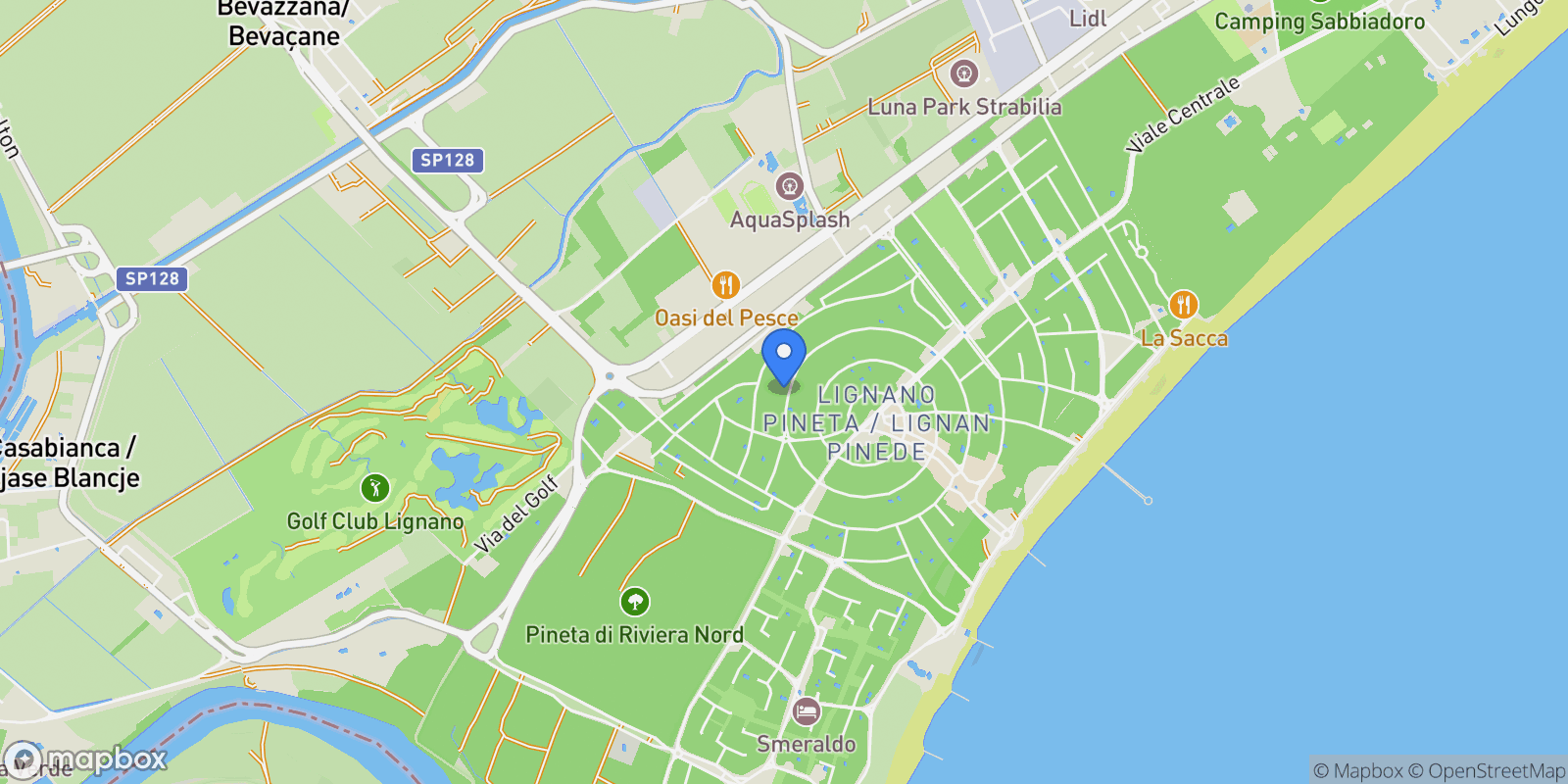 Map showing arco dell' alba, Lignano Sabbiadoro, Friuli-Venezia Giulia, Italy.