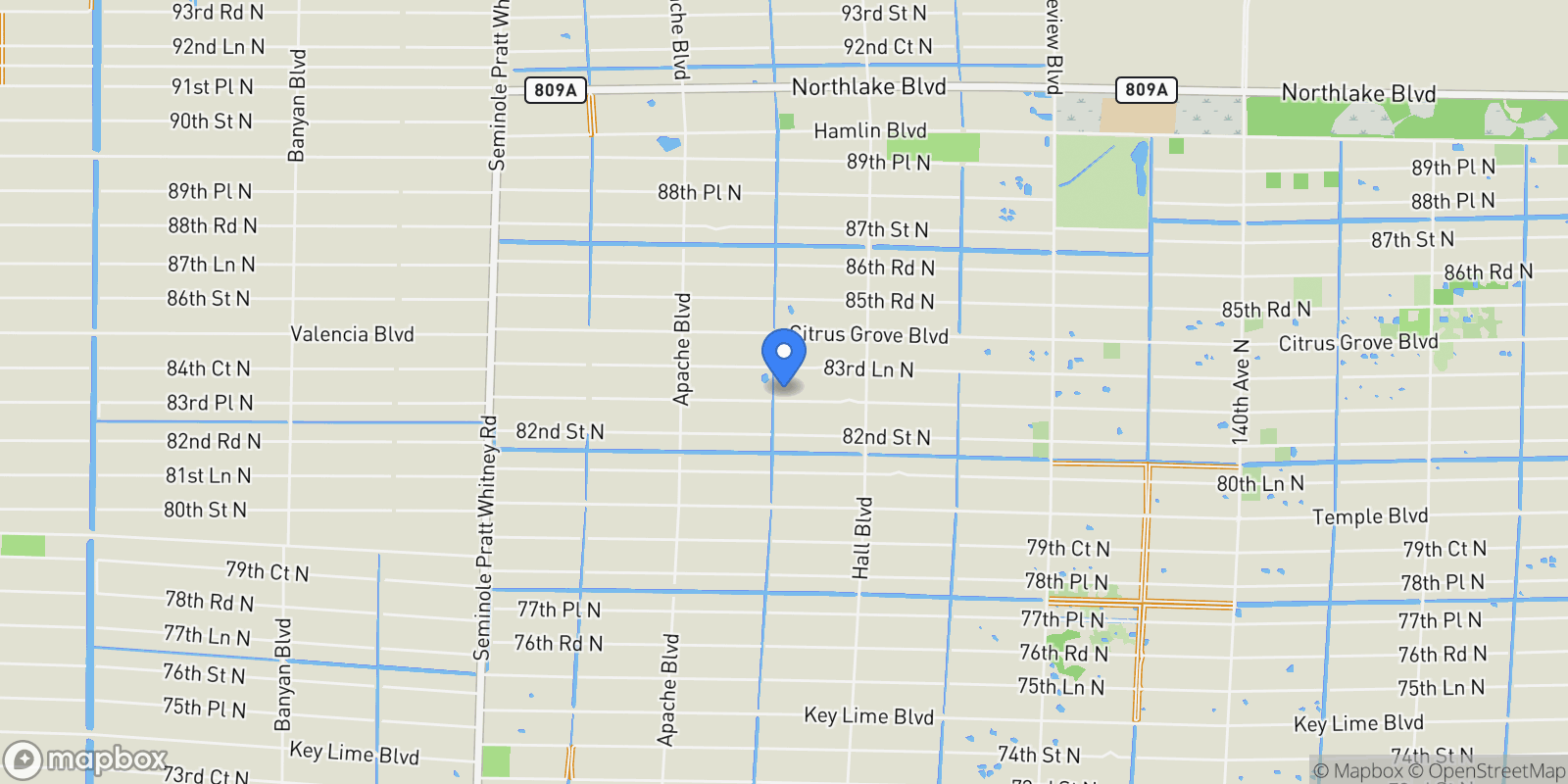 Map showing 15235 82nd Lane N, The Acreage, FL 33470, Loxahatchee, Florida, United States.