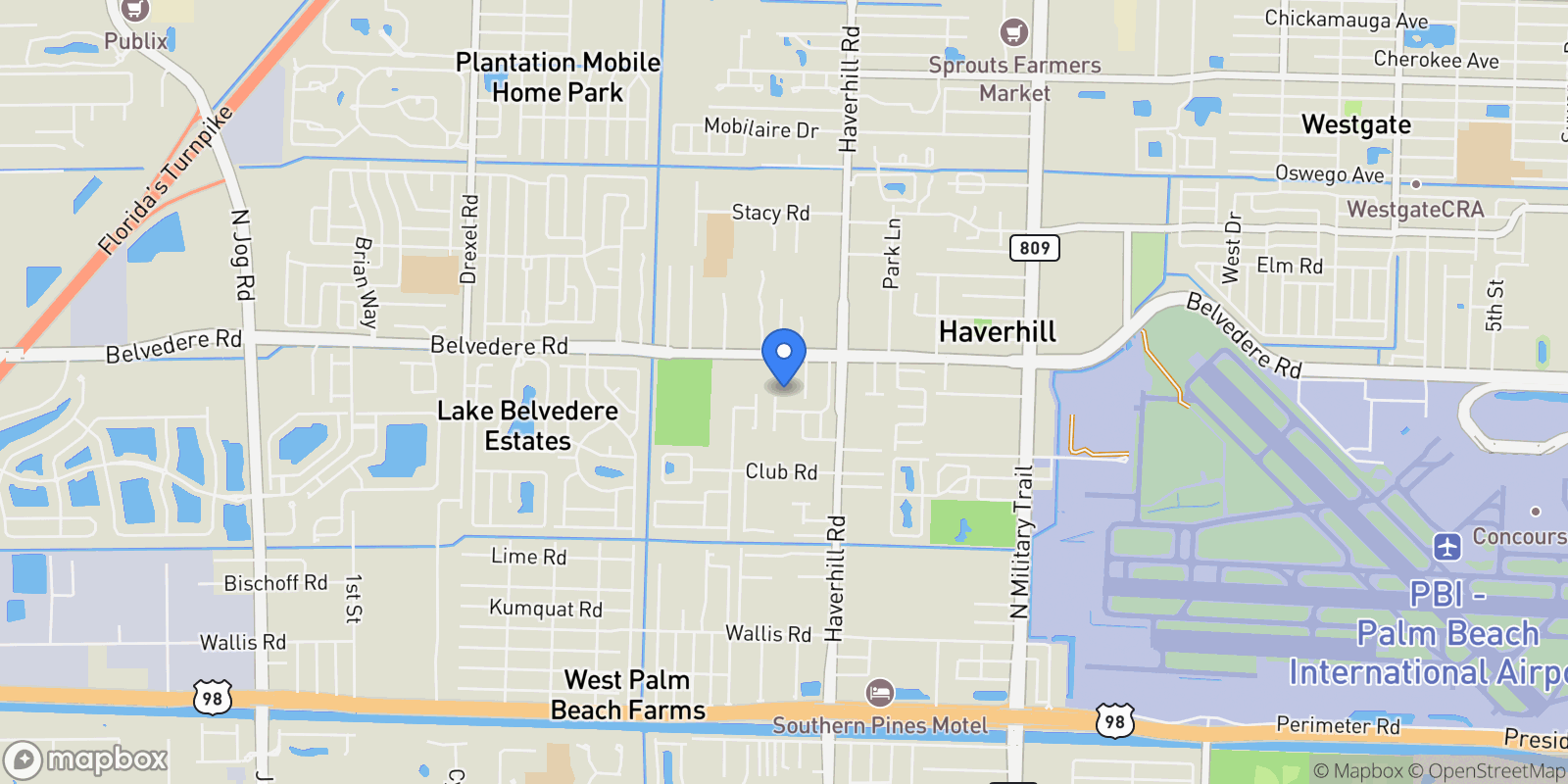 Map showing 852 Palo Verde Court, Haverhill, FL 33415, West Palm Beach, Florida, United States.