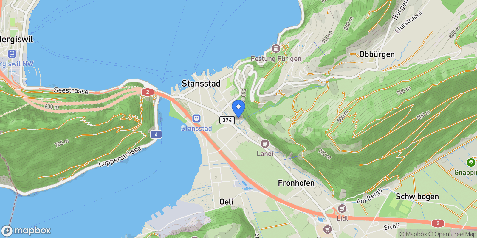 Map showing NW, Stansstad, Nidwalden, Switzerland.