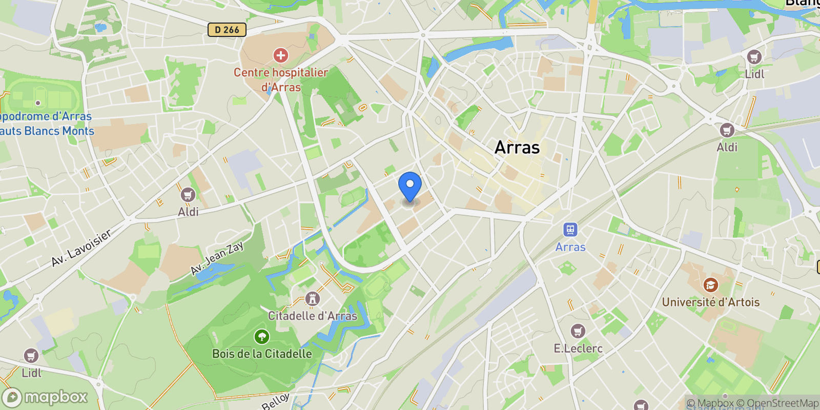 Map showing Arras, Hauts-de-France, France.