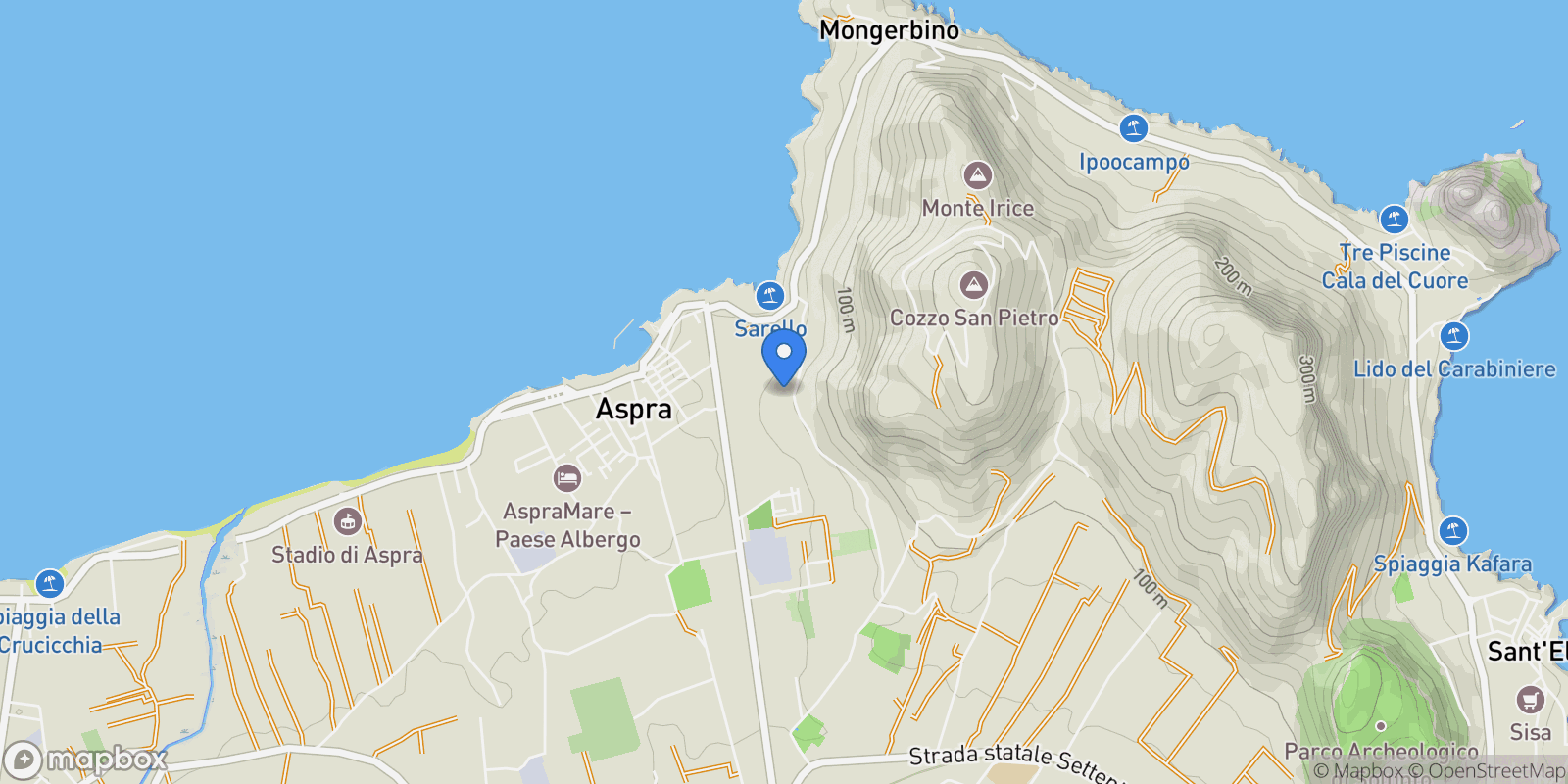 Map showing Via Sant'Isìdoro Monte, Bagheria, Sicily, Italy.