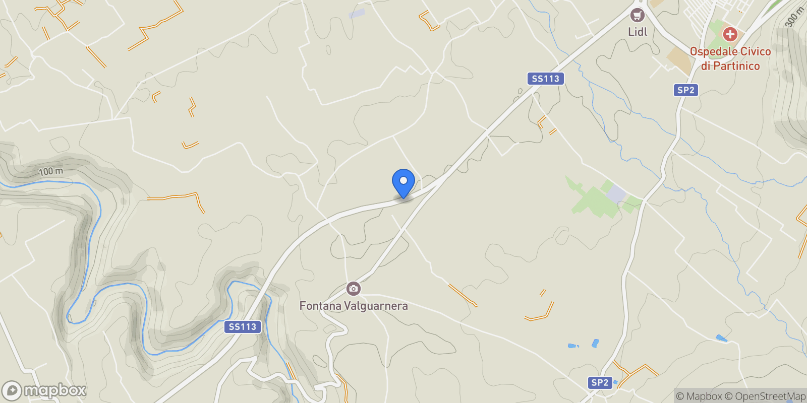 Map showing Contrada Margi Soprano, Sicily, Italy.