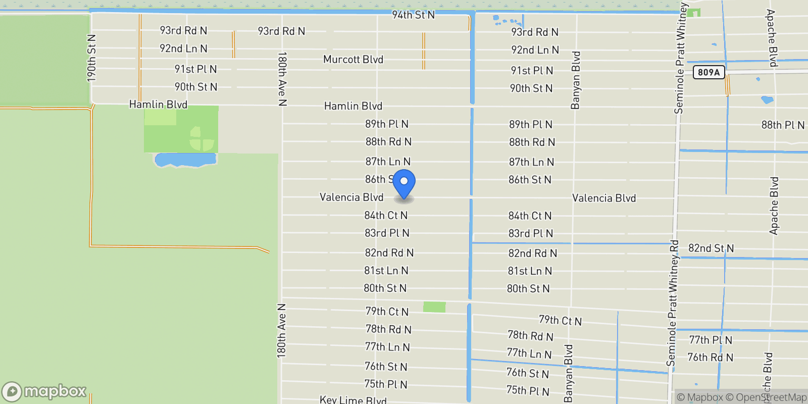Map showing 17352 Valencia Boulevard, Loxahatchee, FL 33470, Loxahatchee, Florida, United States.