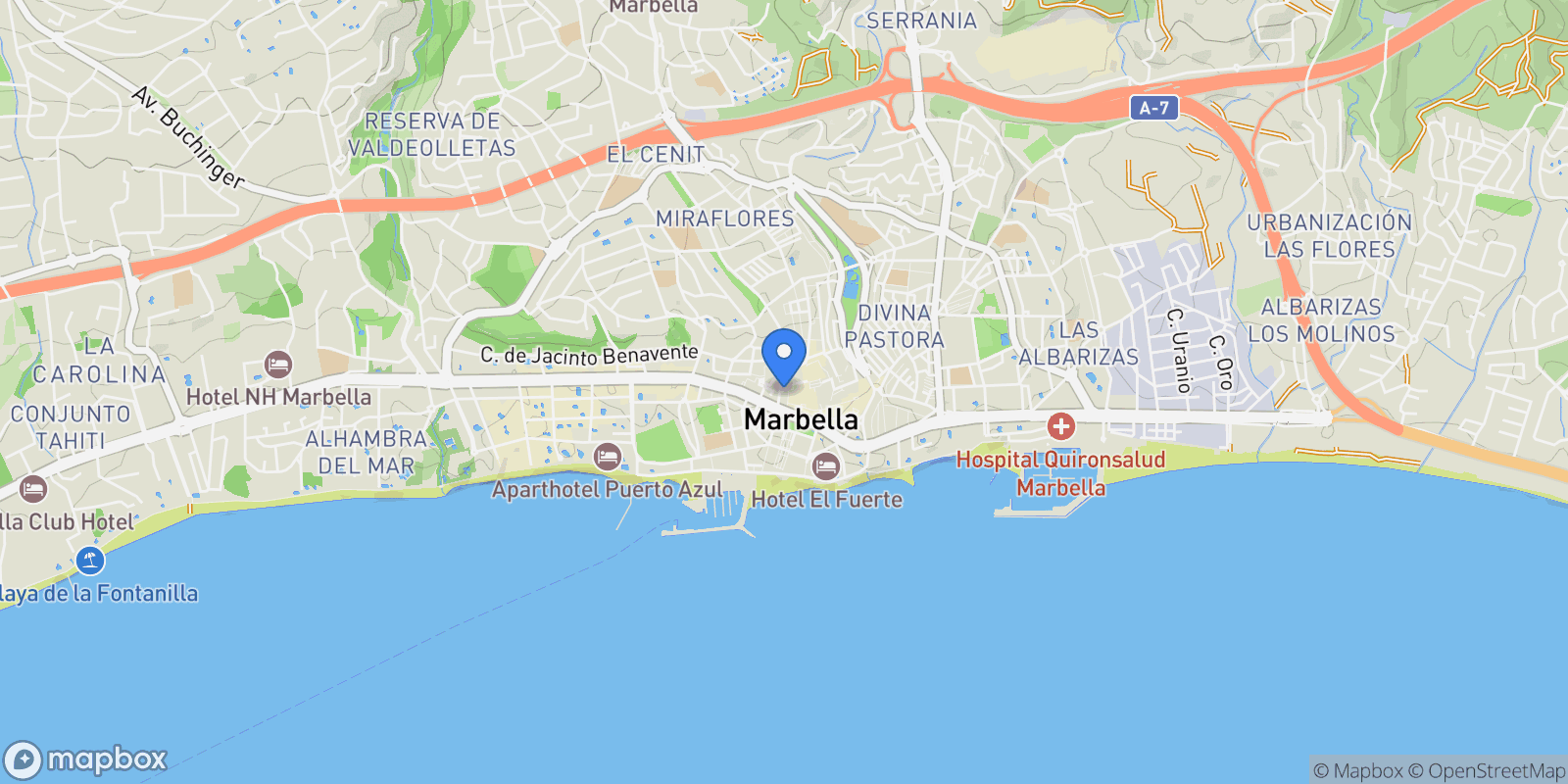 Map showing Marbella, Andalusia, Spain.