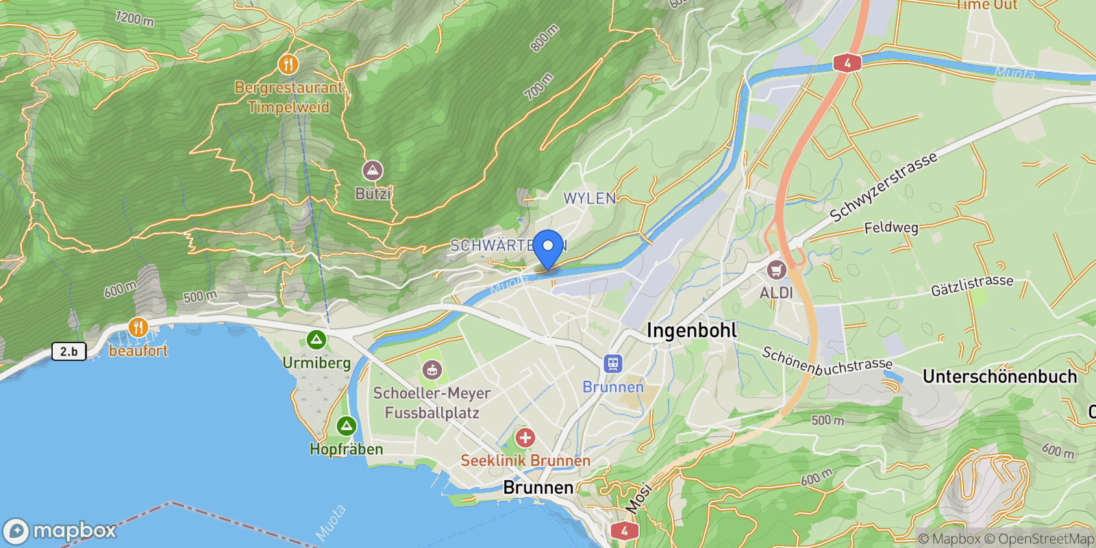 Map showing SZ, Ingenbohl, Schwyz, Switzerland.