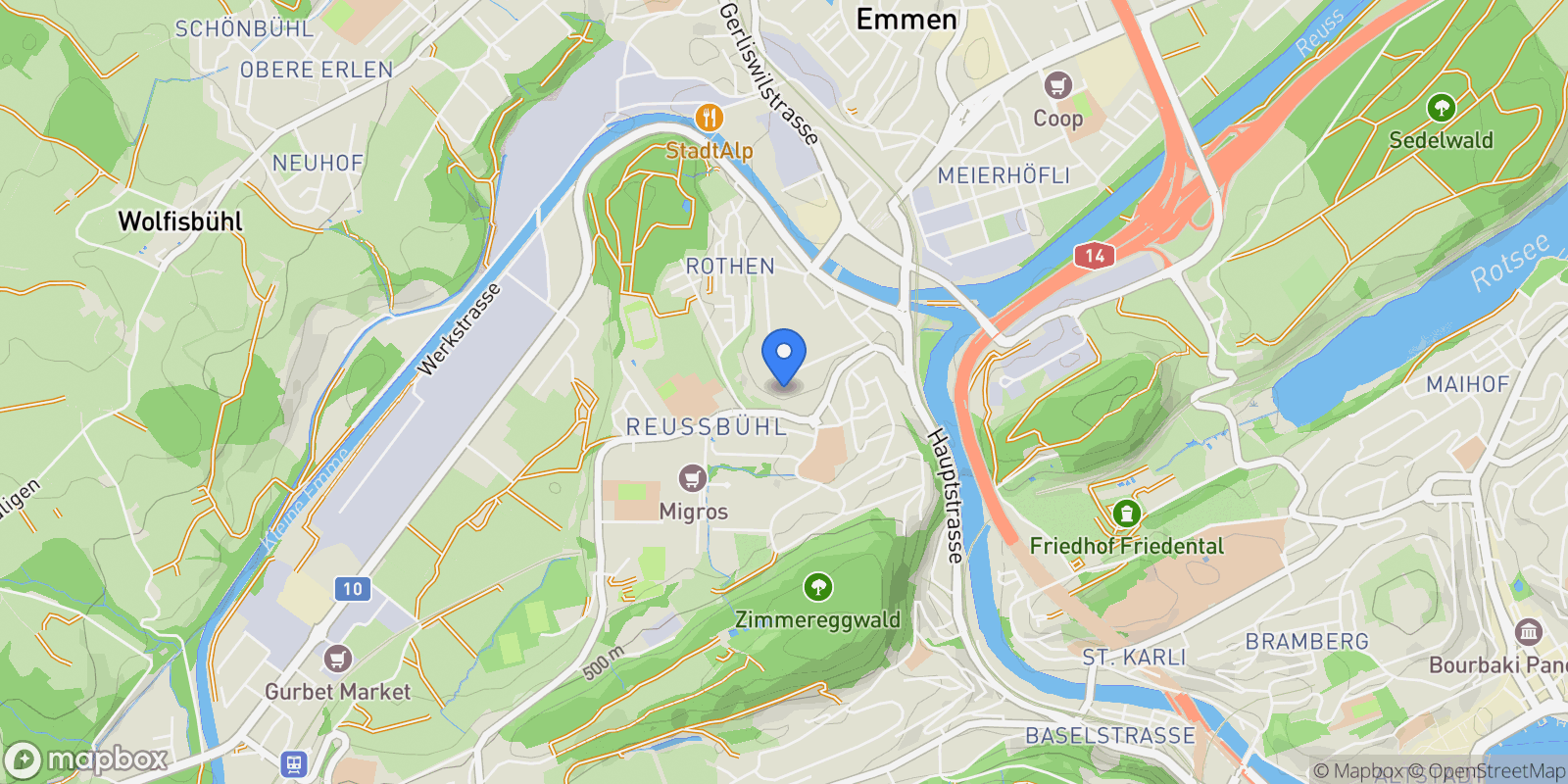 Map showing LU, Lucerne, Lucerne, Switzerland.