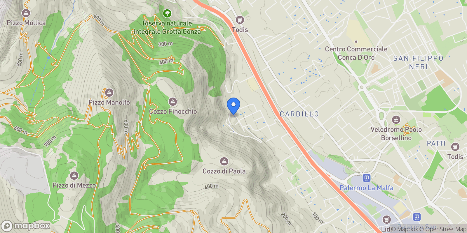 Map showing Via Costantino, 28, Palermo, Sicily, Italy.