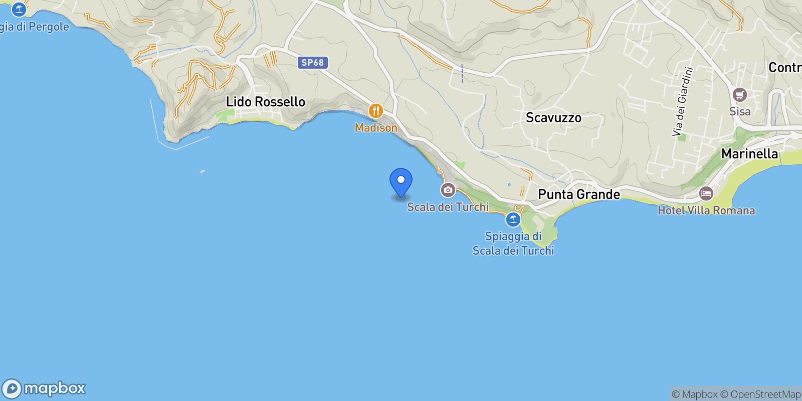 Map showing Sicily, Italy.