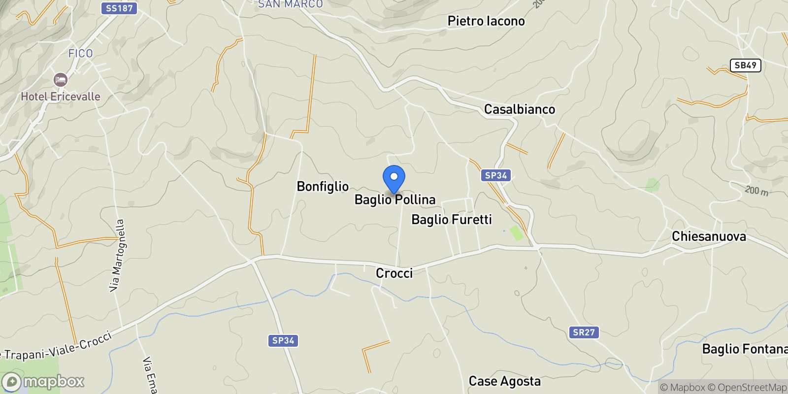 Map showing Valderice, Sicily, Italy.