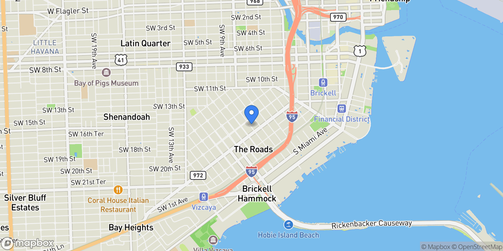Map showing 351 SW 22nd Rd, Miami, Florida, United States.