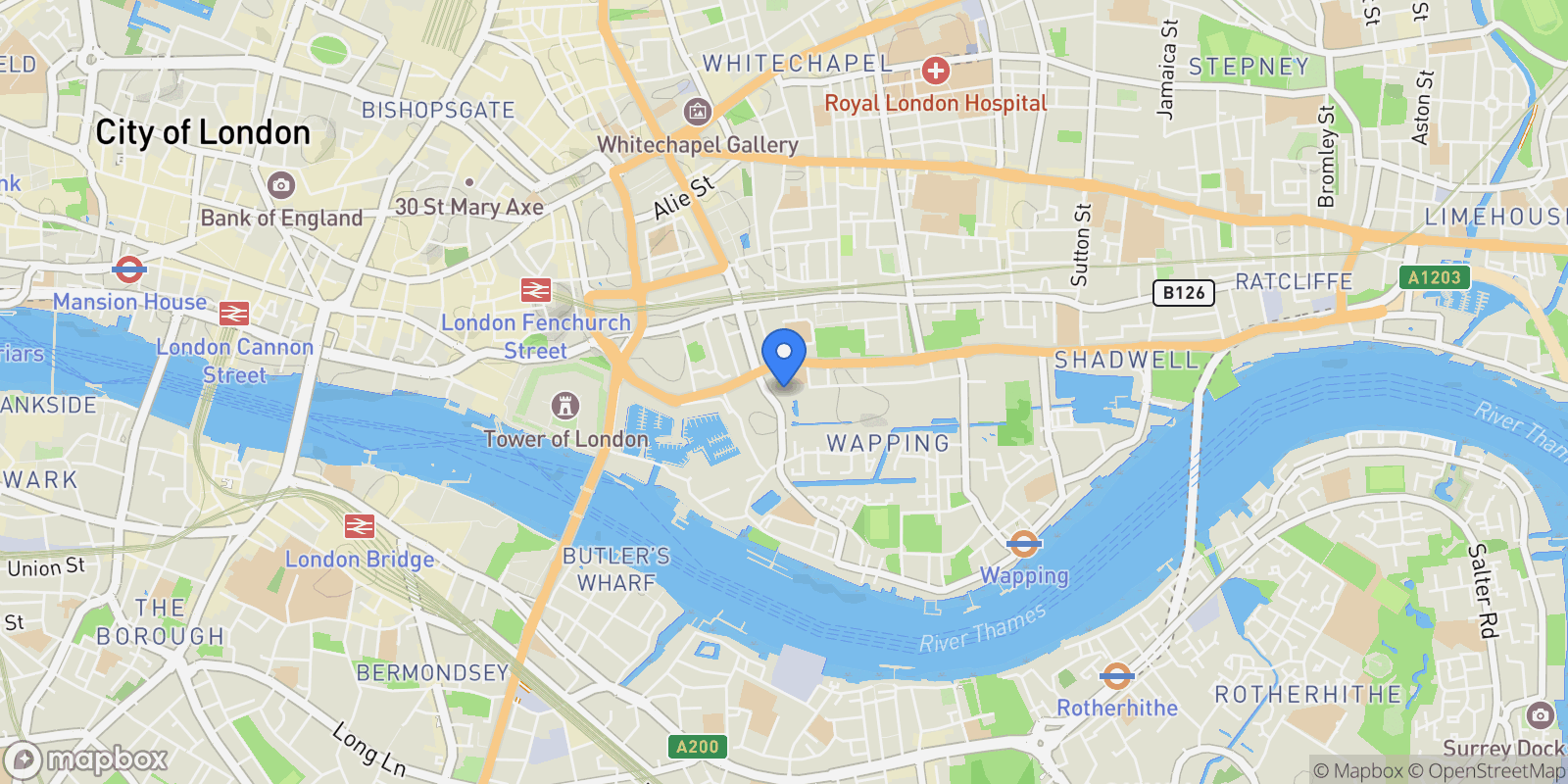 Map showing London Dock, London, England, United Kingdom.