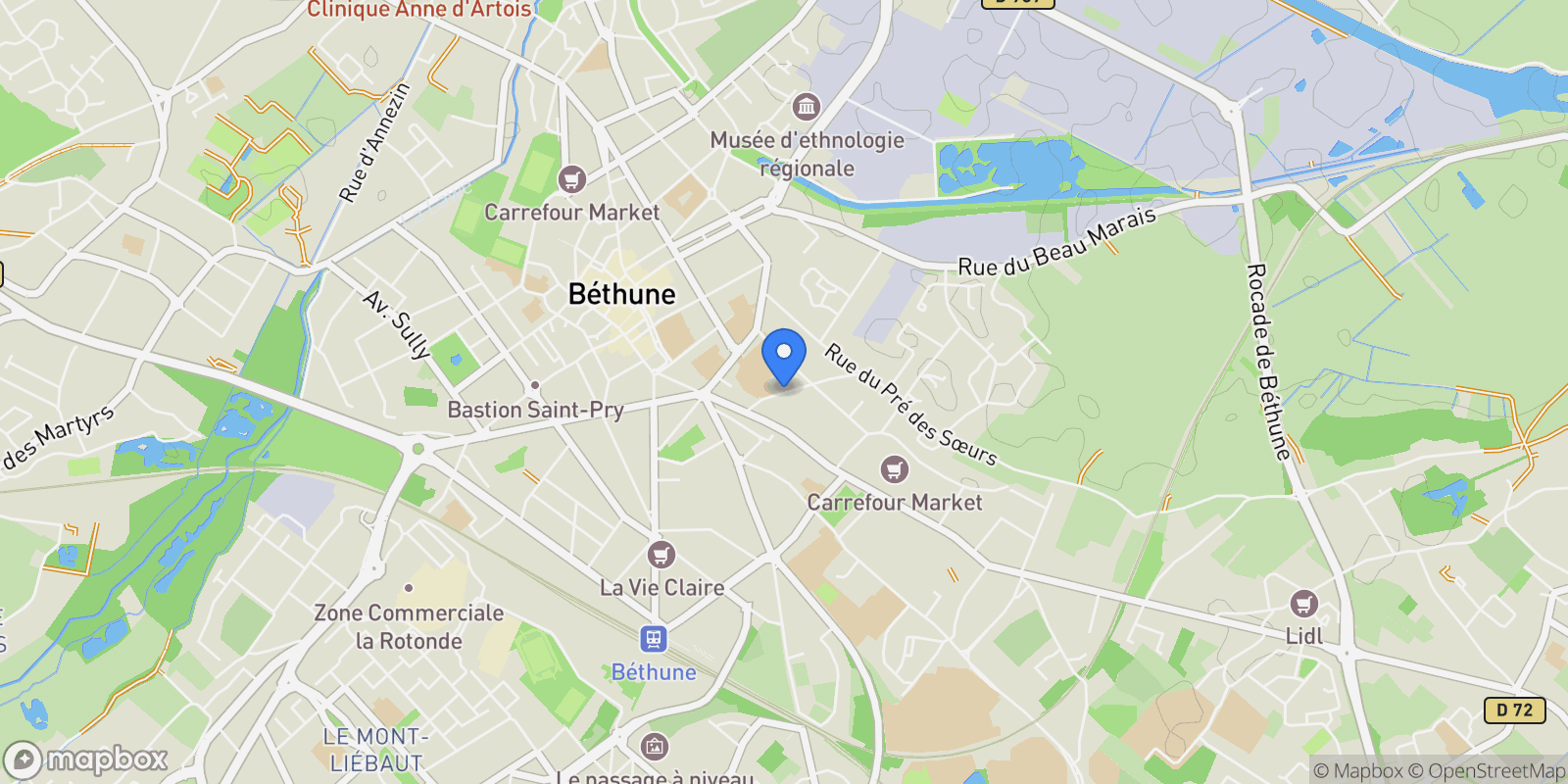 Map showing Béthune, Hauts-de-France, France.