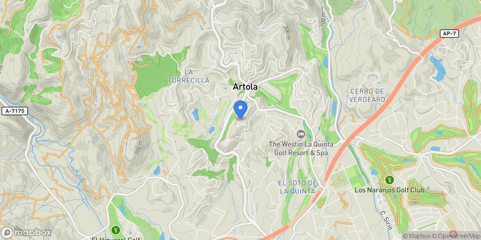 Map showing El Herrojo alto, Málaga, La Quinta, Benahavis, Andalusia.