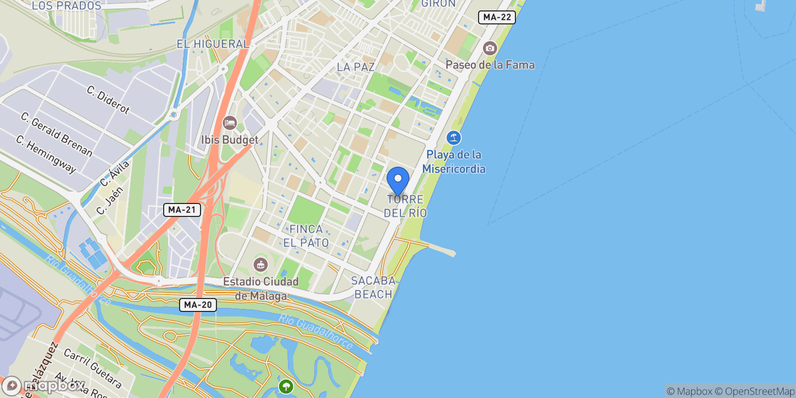 Map showing Pacifico, Málaga, Carretera de Cadiz, Malaga, Spain.