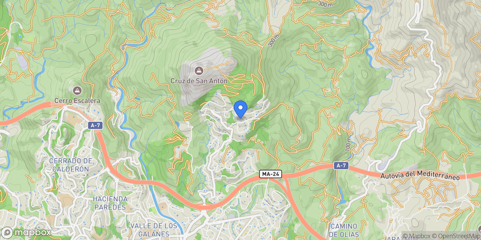 Map showing Pinares de San Anton, Málaga, Este, Malaga, Spain.