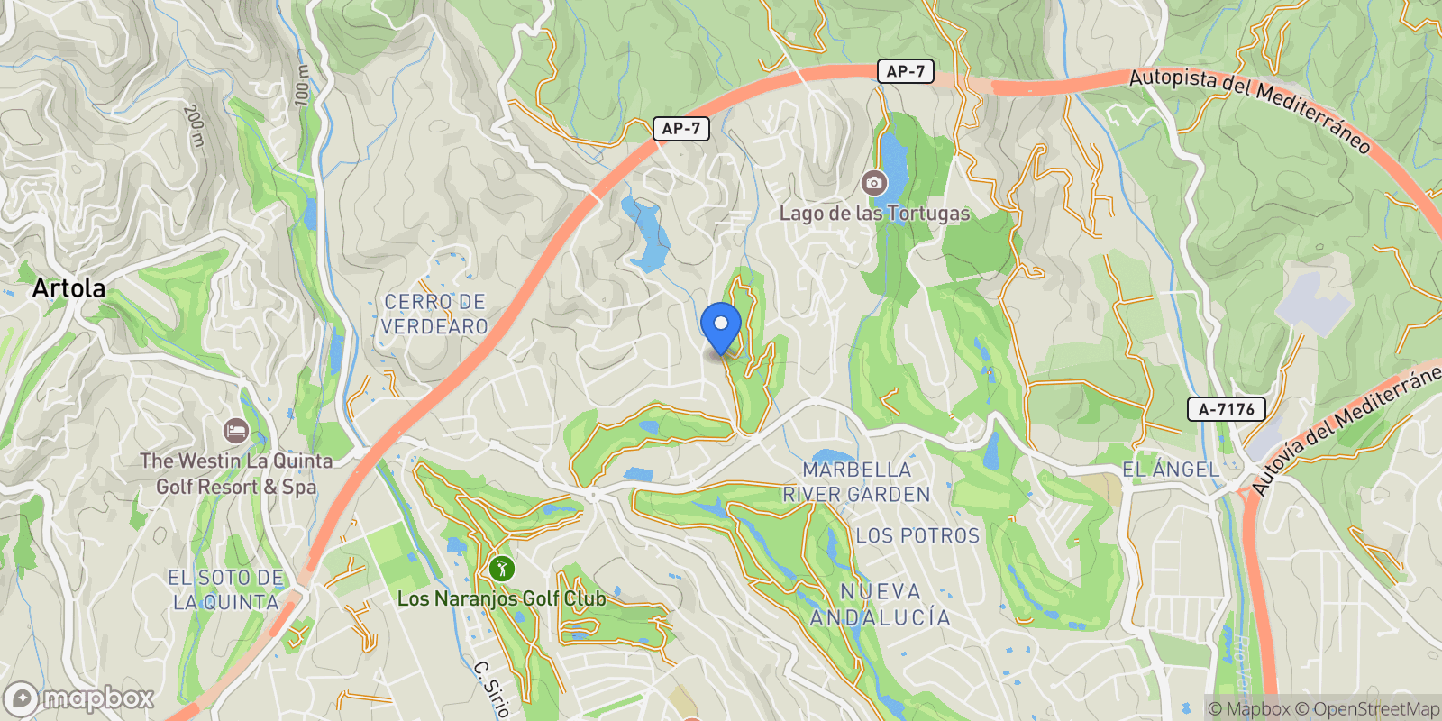 Map showing La Cerquilla, Málaga, Nueva Andalucia, Marbella, Spain.