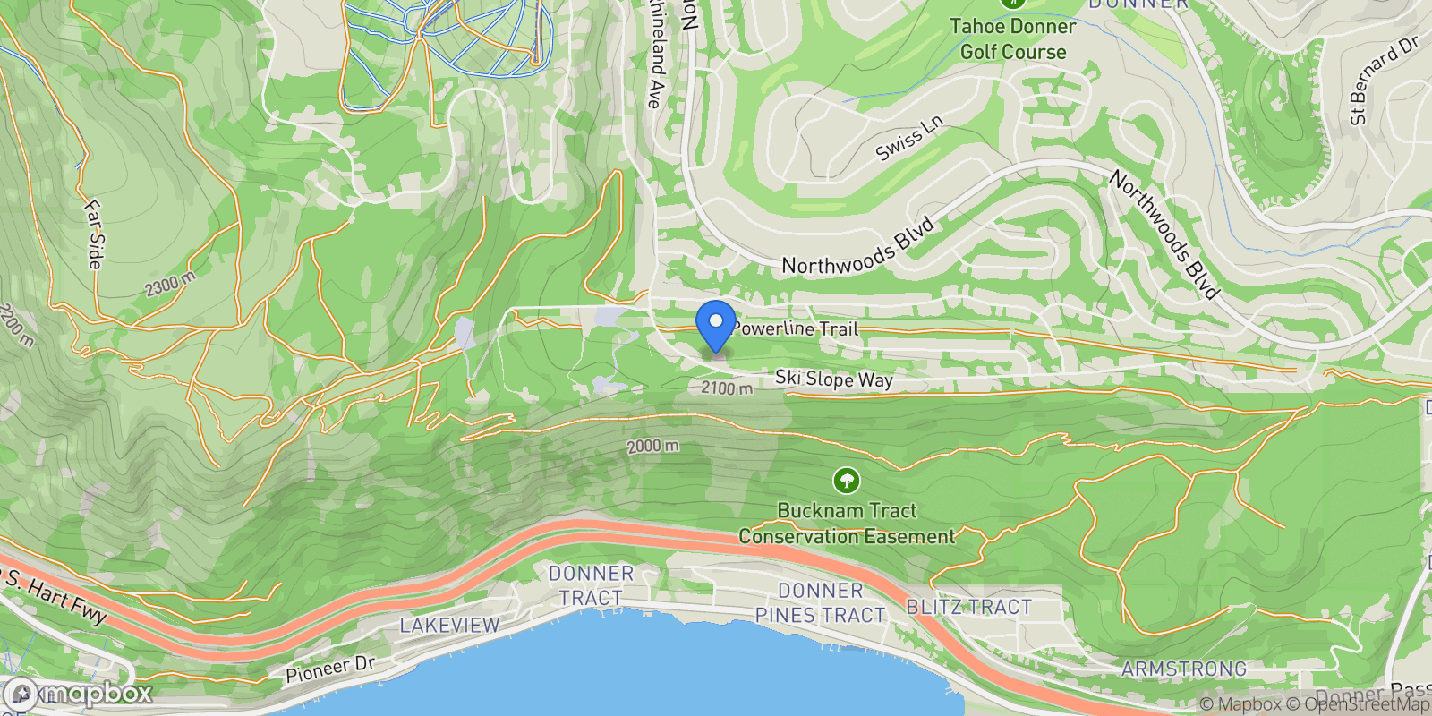 Map showing 12349 Skislope Way, Truckee, California, United States.