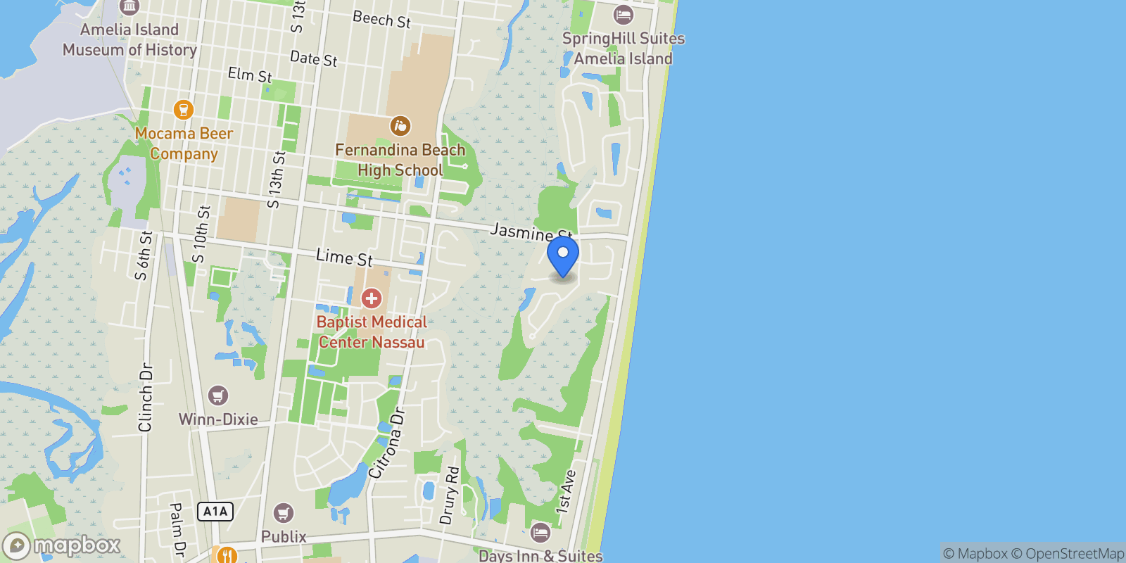 Map showing 2792 S OCEAN OAKS Drive, Fernandina Beach, FL, 32034, USA, Fernandina Beach, Florida, United States.