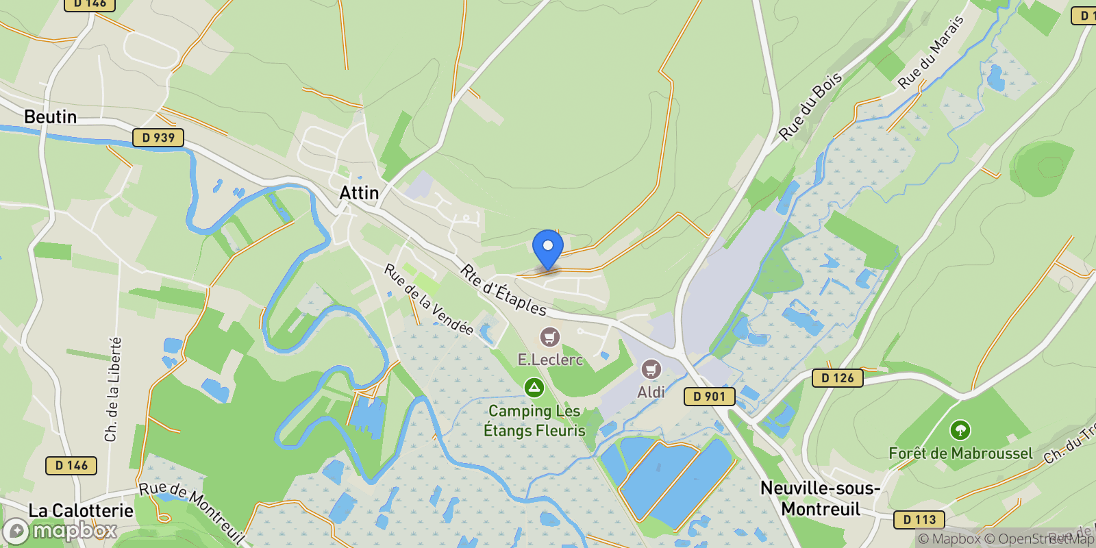 Map showing Attin, Hauts-de-France, France.