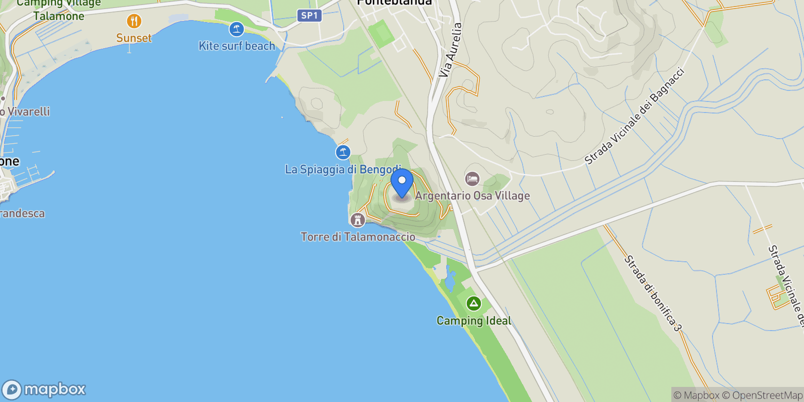 Map showing Orbetello, Grosseto, Toscana,, Tuscany, Italy.