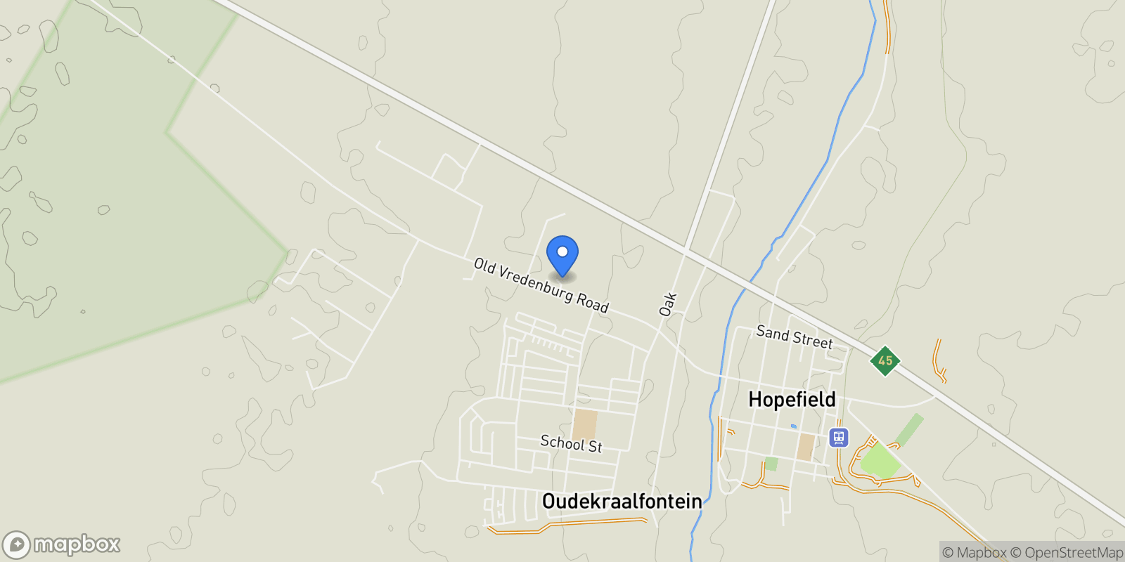 Map showing Hopefield, Western Cape, South Africa.