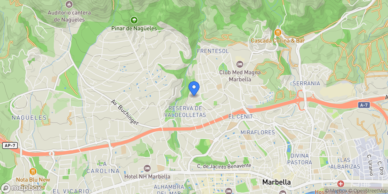 Map showing Maria Montiel, Málaga, Marbella, Andalusia, Spain.