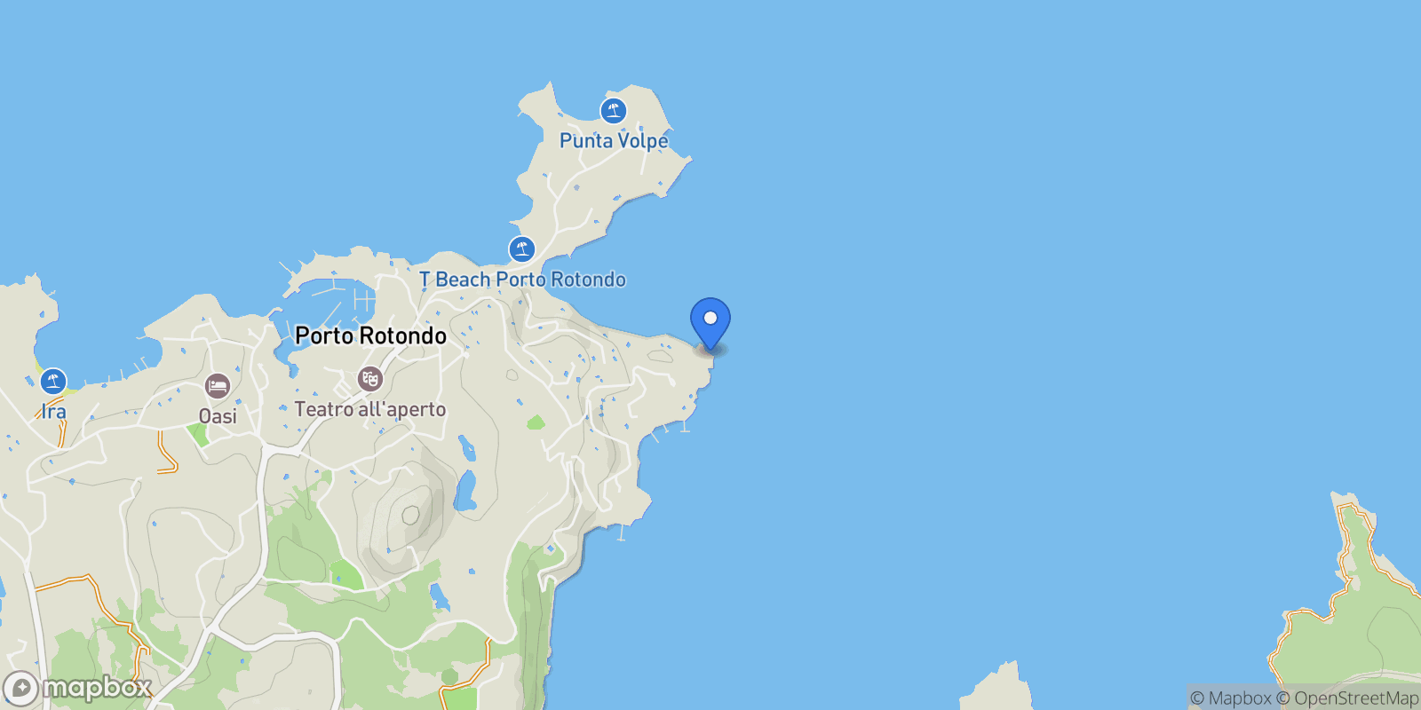 Map showing Olbia, Sassari, Sardegna,, Porto Rotondo, Sardinia, Italy.