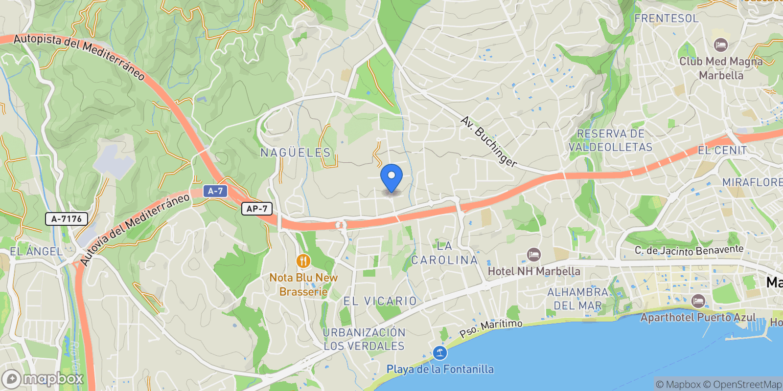 Map showing C. Lago de los Cisnes, 1, 29602 Marbella, Málaga, Spain, Marbella, Andalusia, Spain.