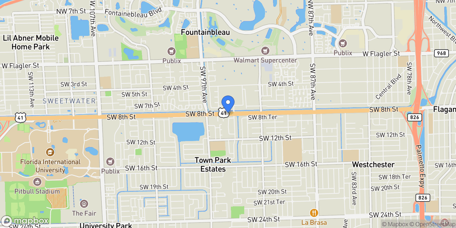 Map showing Miami, Florida, United States.