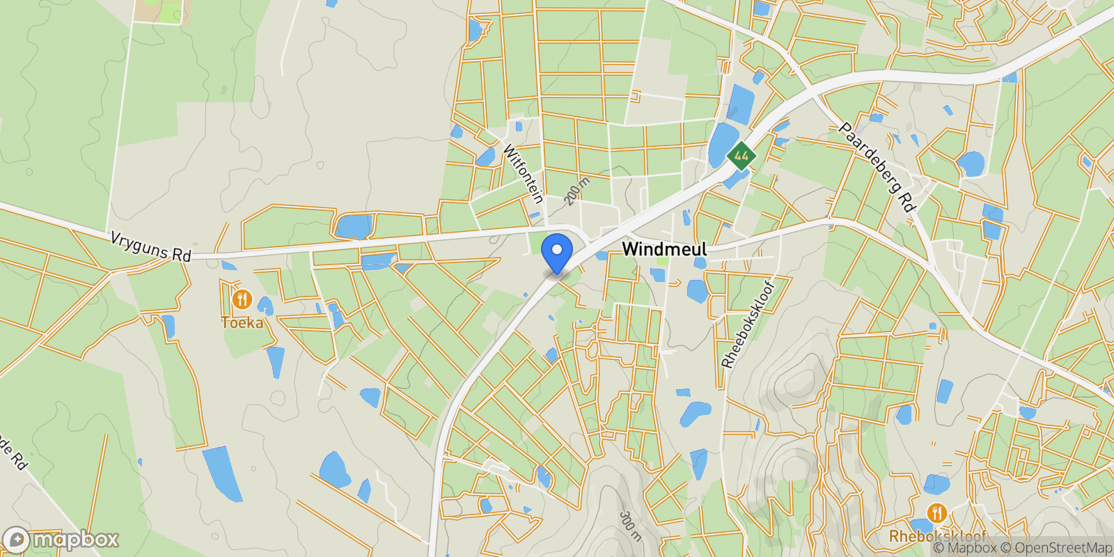 Map showing Paarl, Western Cape, South Africa.