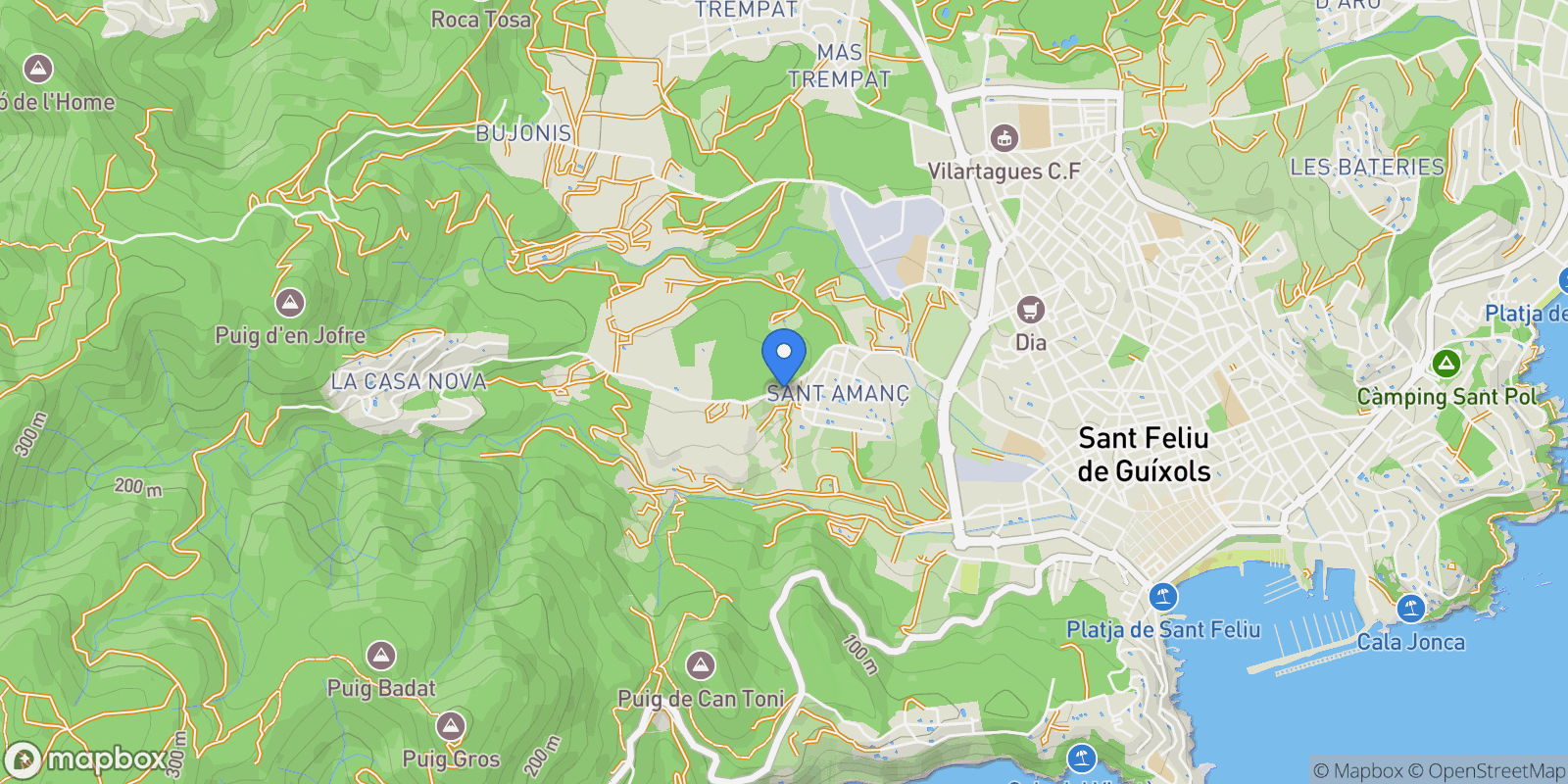 Map showing Catalonia, Sant Feliu de Guixols, Catalonia, Spain.